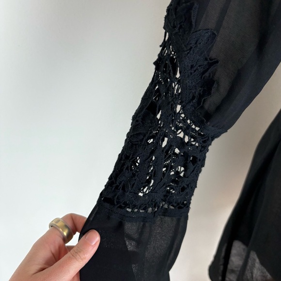 For Love and Lemons Skivvies Black Annabelle Lace Mesh Sheer Ribe size S - Picture 5 of 9